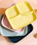 8 Pack Unbreakable Divided Dinner Plates with Three Compartments for Portion Control, 10 Inch Size, in assorted colors