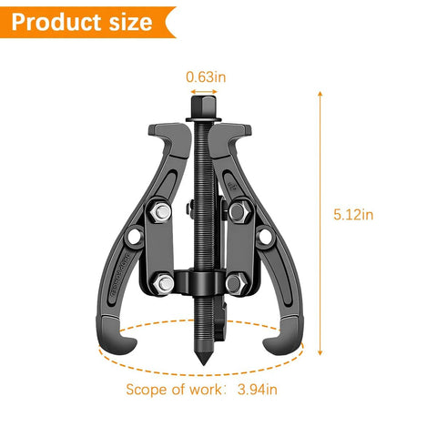 Ywdiml 3-jaw car inner bearing puller with adjustable center screw and reversible jaws; gray metal