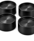 Heavy Duty Range Leveling Feet Risers Four Pack Stove Leg Extensions Adds Three Quarter Inch Lift To Smooth Out Uneven Floors And Kick That Stubborn Wobble Right Quick For Your Kitchen, black riser set.