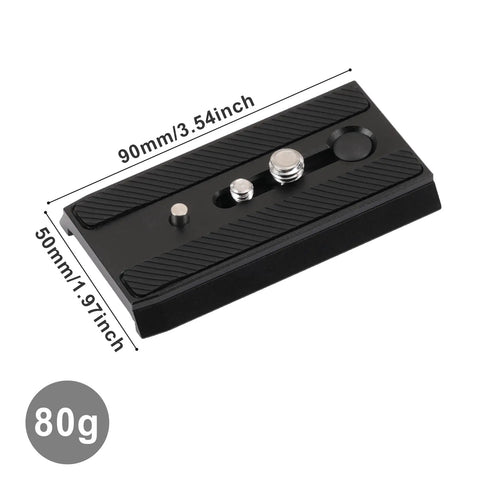 Ultimate Sliding Dovetail Quick Release Plate For RC5 System with size 90mm x 50mm, aluminum, 1/4" and 3/8" screws, black