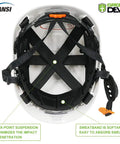 Interior view of Lightweight Ventilated Safety Helmet Hard Hat With 6 Point Suspension, ABS Construction, showing sweatband and straps.