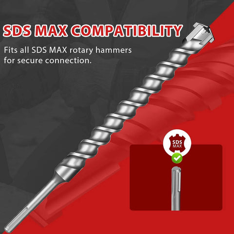 Keewaki SDS Max drill bit, 3/4 in x 13 in, extended 340 mm length, carbide head for concrete and masonry.
