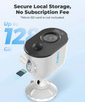 Outdoor Security Camera With Solar Panel No Hub Needed 2K Resolution Battery Powered Wireless Color Night Vision With Spotlight Two Way Talk Live View Built In Siren Argus 3 Solar Kit with local storage support up to 128GB micro SD card