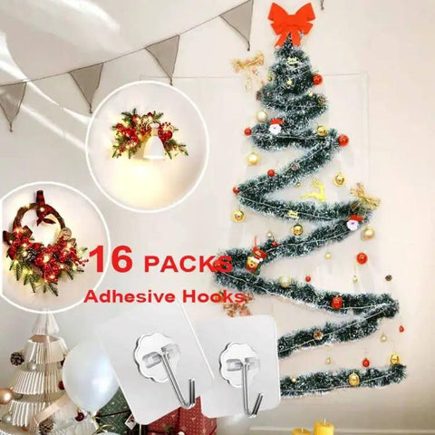 Heavy Duty Adhesive Wall Hooks For Kitchen And Bathroom Organization 16 Pack Stainless Steel No Drill Sticky Hangers With No Sweat Install And Knockout Hold Damage Free Setup
