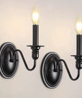 Black Wall Sconces Set Of Two Modern Farmhouse Candle Wall Lamps For Bathroom Vanity Hallway Stairway Porch With Matte Finish And Durable Metal Construction Industrial Retro Vibe Lighting For Living Room
