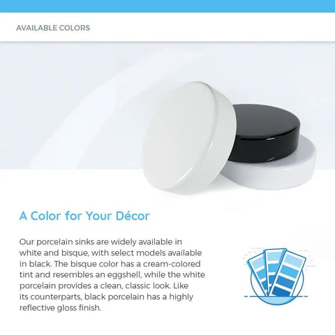 Color options for Black Rectangular Porcelain Undermount Sink With Chrome Pop Up Drain Deeply Arched Basin Safe Overflow