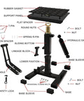 Heavy Duty Dirt Bike Stand Adjustable Jack Stand 1200 Lbs Capacity Engine Stand With Vertical Rise shown in parts labeled diagram
