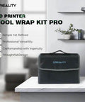 Front view of Creality 3D Printer Tool Kit Pro carry case, black nylon bag with blue Creality logo