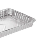 Close-up of 50 Pack Half Size Aluminum Pans Disposable Cookie Sheets Nonstick Baking Trays Foil Pans 12.7 by 7.9 inches