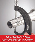 Outside Micrometer 0-1 Inch With One-Piece Spindle, Satin Chrome Finish in use measuring metal cylinder
