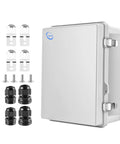 Heavy Duty Waterproof Outdoor Junction Box IP67 Rated Weatherproof ABS Plastic Electrical Enclosure with brackets and mounting kit.