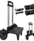 Transformable Backpack Trolley Cart With Aluminum Alloy Frame and Two Large Tank Wheels, Folding Hand Truck With Luggage Straps.