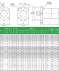 Technical diagram of DFU2510 Double Nut 25mm Ballscrew Kit RM2510 with dimensions and specifications table.