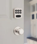 Keyless Entry Deadbolt Electronic Door Lock With Six Button Keypad For Garage Or Side Door No Key To Lose Satin Nickel