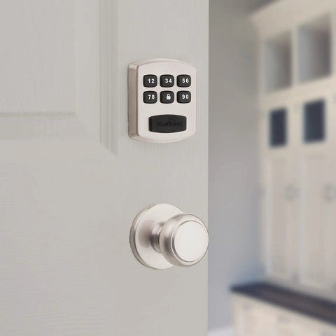 Keyless Entry Deadbolt Electronic Door Lock With Six Button Keypad For Garage Or Side Door No Key To Lose Satin Nickel