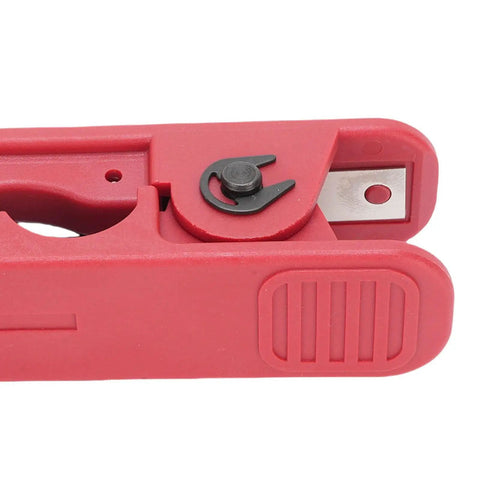 Pro Grade Wire Stripper Tool With Precise Crimping and 360 Rotation Cutting, Auto Adjusting Jaw, Ergonomic Handle, Clean Cuts, Wide Compatibility for Ethernet RJ45, Coax, Power, and Electrical Cables close-up