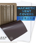 Beefy Magnetic Vent Covers 3 Pack 5.5 By 12 Inches For Floor Wall And Ceiling Registers Made For Steel Ducts Home And RV HVAC And AC With 1.3 Lbs Per Square Inch Pull White, showing packaging with vent cover partially unfolded.