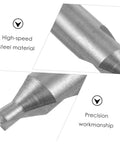 Center drill bit, high-speed steel, close-up view of tip for precision centering in metal and wood