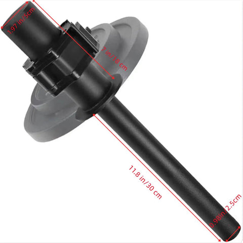 Close-up of Multi Functional Game Changing Wrist Strength Trainer For 2 Inch Olympic Plates with measurements indicated.