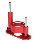 Heavy Duty Beast Mode Router Table Insert Plate And Lifting Base Kit With Steel Support Rod, red aluminum assembly for woodworking.