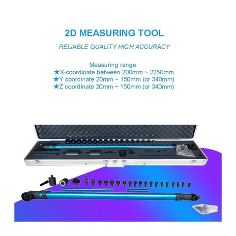 2D Measuring Gauge For Sheet Metal Repair And Vehicle Frame Straightening Pro Grade in foam-lined case with components
