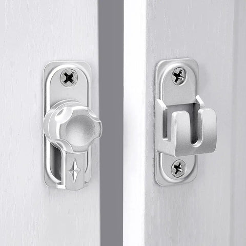 Straight Up No Nonsense Premium Zinc Alloy Barn Door Lock Featuring Dual Angle Mounting For Outside Gates Shed Enclosures Bedroom Doors Silver Security Latch detail of latch and hook