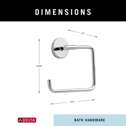 Square Polished Chrome Towel Ring Hand Towel Holder for Kitchen and Bathroom Durable Zinc Construction with dimensions