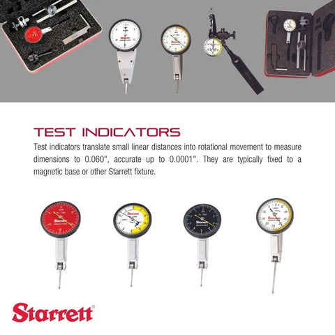 Various test indicators including Last Word Dial Test Indicator With Body Clamp Pro Grade, shown with multiple dial faces.