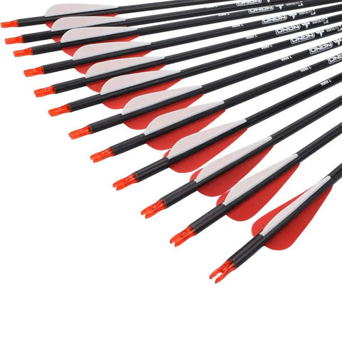 Carbon Arrows For Archery Hunting And Target Practice 26-Inch Arrows With Removable Tips For Compound And Recurve Bows 500 Spine