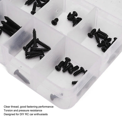 Premium Stainless Steel RC Car Screw Kit with transparent storage box for 1/16 brushless RC cars, rustproof fasteners view