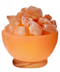 Natural Salt Lamp With Massage Bowl Design, Crystal Salt Chunks, Dimmer Cord, Classic Wood Base, Creates Cozy Vibe For Bedroom, Office, And Meditation, With Night Light For Chill Evenings