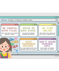 Five Poster Computer Lab Set For STEM Classrooms Kid Friendly With Must Have Internet Safety Rules 12 By 18 Inches Made In USA
