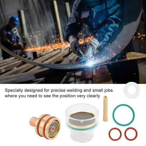 Tig Welding Kit With Glass Cup Torch Collet Argon Arc Accessories Copper Rubber Components Replacement Parts For WP9 And WP20 1.6mm Pro Grade Gear