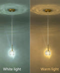 Mini Crystal Gold Pendant Lights 3 Pack for Kitchen Island Modern Adjustable Chandeliers with white and warm light settings