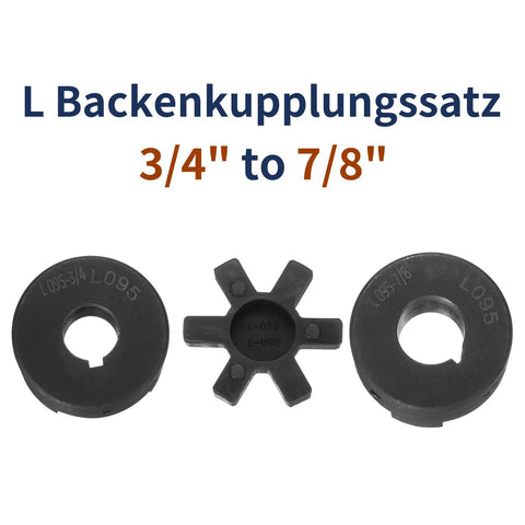 Flexible 3-Piece L-Jaw Coupling Set 3/4 to 7/8 Inch with Buna-N NBR Rubber Spider components