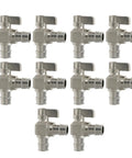 Ten Pack PEX A Expansion F1960 Half Inch Angle Valve Kit with full port brass, compatible with all PEX tubing, includes expander tool.