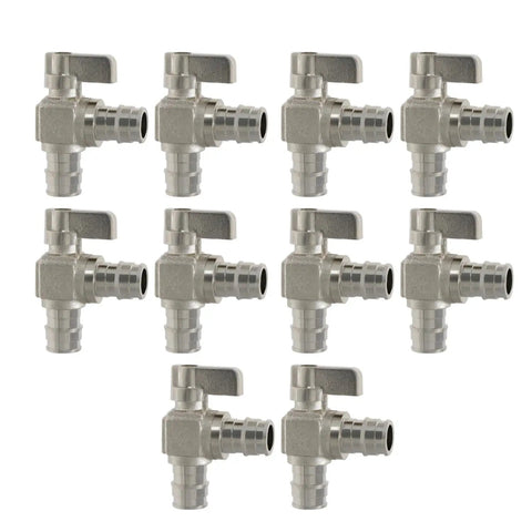 Ten Pack PEX A Expansion F1960 Half Inch Angle Valve Kit with full port brass, compatible with all PEX tubing, includes expander tool.