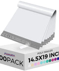 Bulk Pack Of 400 Poly Mailers 14.5x19 Inches Self Sealing Waterproof Heavy Duty Shipping Bags For Clothing shown on box