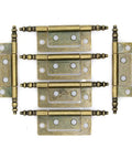 Set Of 6 Vintage Antique Brass Flap Hinges For Wooden Boxes Jewelry Cases Cabinets Cupboards Medium Size With 2 Inch Plate