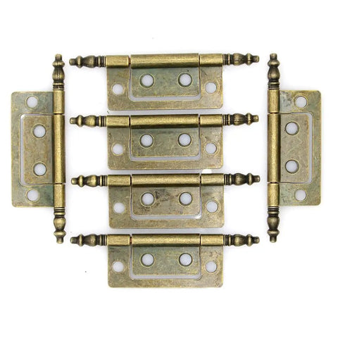 Set Of 6 Vintage Antique Brass Flap Hinges For Wooden Boxes Jewelry Cases Cabinets Cupboards Medium Size With 2 Inch Plate