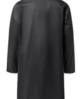 Back view of Durable Mechanic Lab Coat For Men Workwear Long Black Coat For Woodworking Shop Floor Tasks Built From 80 Percent Polyester 20 Percent Cotton Blend