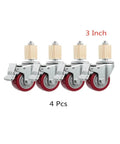 Pack Of Four 4 Inch Stem Casters Heavy Duty With 30 mm Square Tube Stainless Steel Furniture Wheels With Brakes For Universal Fit Black