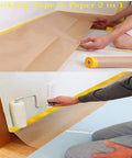 Pro Grade Pre Taped Masking Paper With Adhesive applied on walls, showcasing 20 inch by 50 feet roll for painting projects