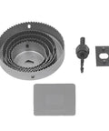 FTVOGUE Heavy Duty Hole Saw Kit W 5 Sizes Cuts Metal Plastic Wood Like A Champ For DIY Pros Using Sharp Steel Cutters With Extender And Hex Wrench, 5 saws and arbor