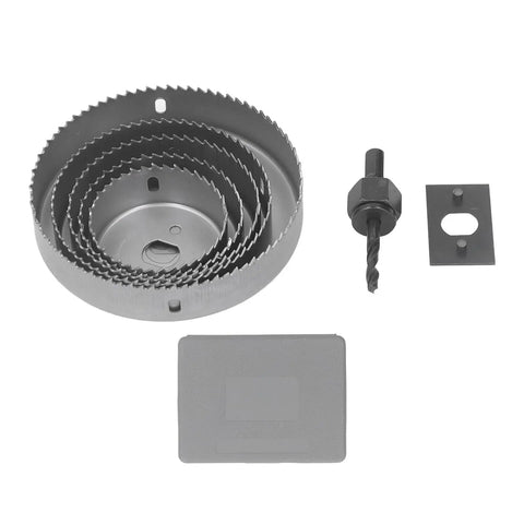 FTVOGUE Heavy Duty Hole Saw Kit W 5 Sizes Cuts Metal Plastic Wood Like A Champ For DIY Pros Using Sharp Steel Cutters With Extender And Hex Wrench, 5 saws and arbor