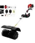 Zero Sweat Cleanup With This Gutsy 52cc Two Stroke Gas Powered Walk Behind Lawn Sweeper with nylon bristles and attachments.