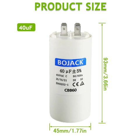 CBB60 40uF 450V AC Round Run Start Capacitor For Motors 50 60Hz Explosion Proof Condenser Heat Pump Pool Pump Air Conditioner