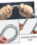 Hands using Premium 7 Piece Copper Tubing Bender Set For Plumbing And Electrical Jobs Includes Hand Tools For 1/4 To 5/8 Inch Thin Walled Pipe.