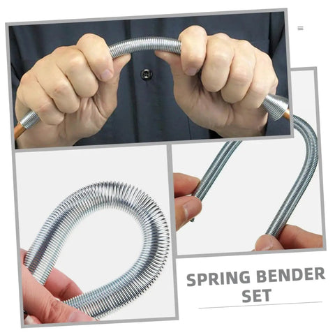 Hands using Premium 7 Piece Copper Tubing Bender Set For Plumbing And Electrical Jobs Includes Hand Tools For 1/4 To 5/8 Inch Thin Walled Pipe.