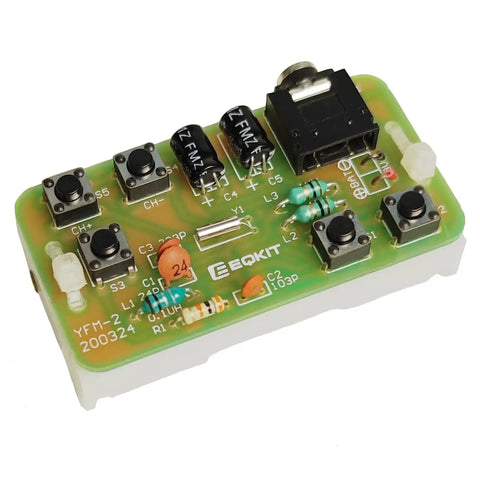 Hands On FM Radio Soldering Kit For Makers And Students 76MHz 108MHz Build A Simple Radio Module, green PCB with components